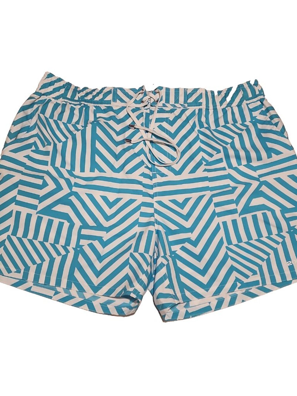 2XIST size XL mens swim trunks pool beach board shorts mesh 3 pockets blue white